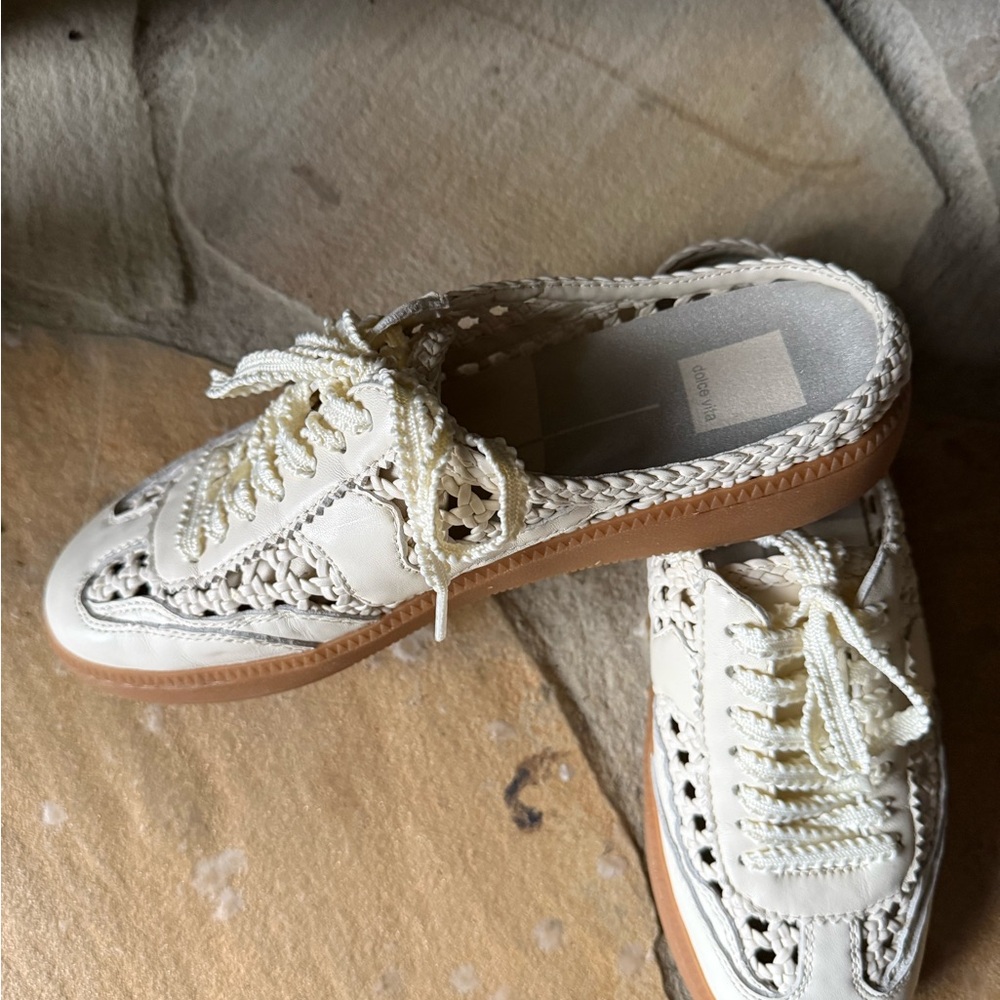 Dolce Vita White Lace-Up Mules - Picture 2 of 3